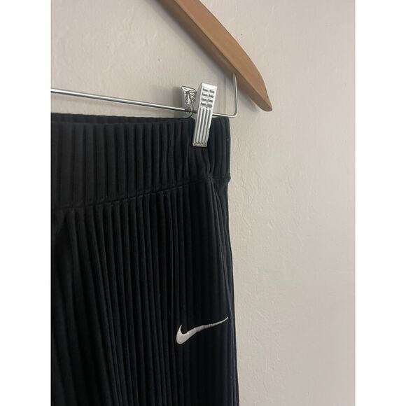 Nike S High Waist Black Pants Ribbed Flare Stretch Knit Pull On Active Yoga - Picture 6 of 8